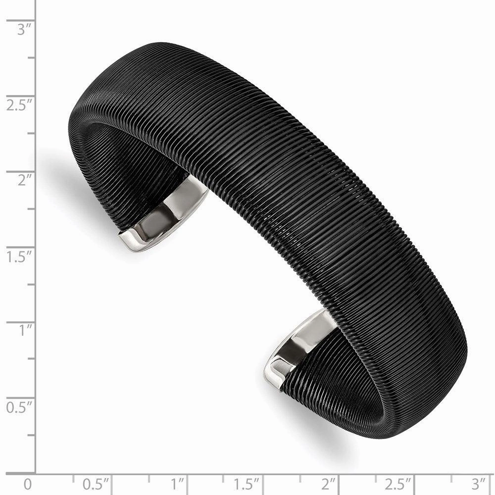 Stainless Steel Polished Black IP-plated Wire 18mm Cuff Bangle