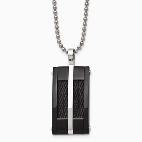 Stainless Steel Polished Black IP-plated Wire Necklace