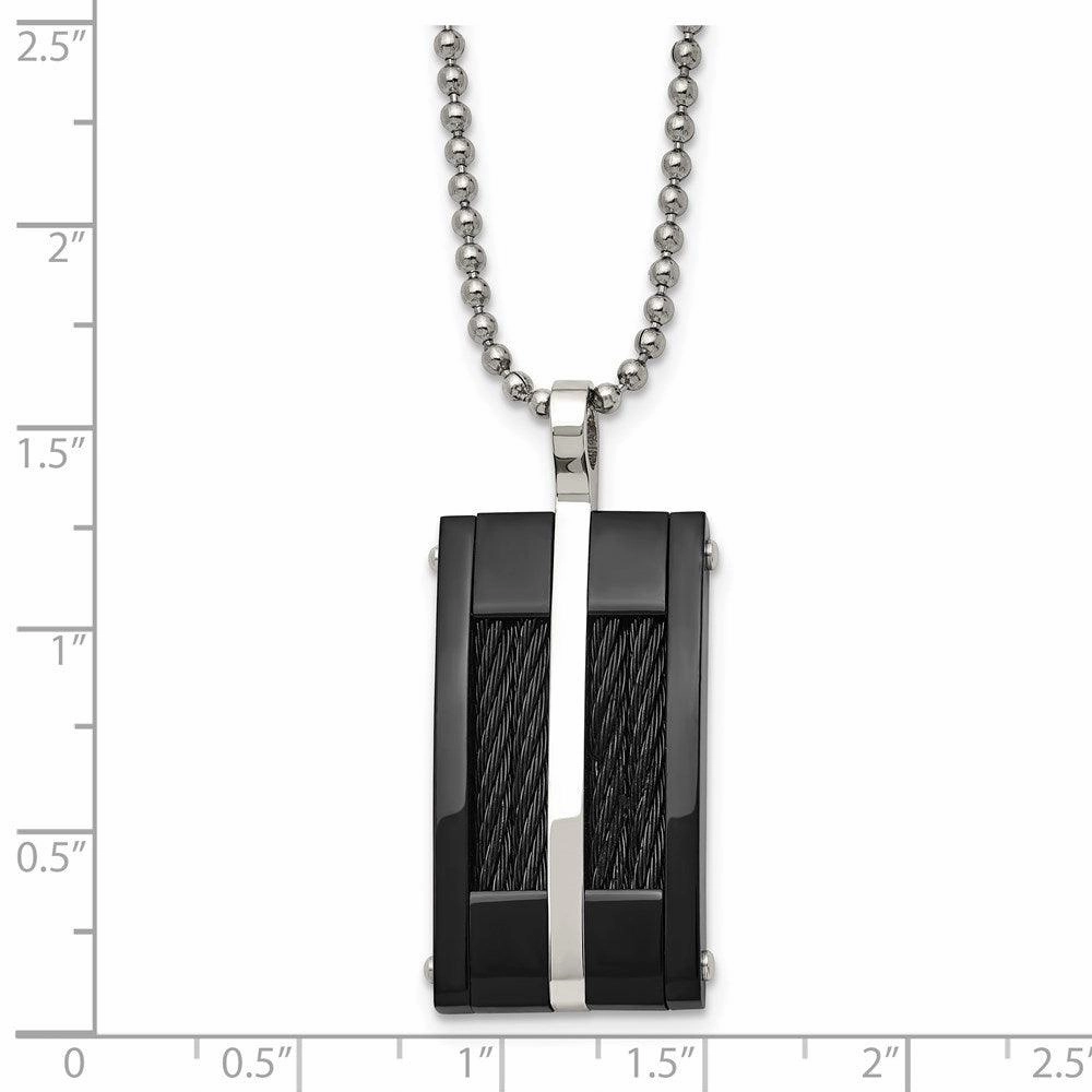 Stainless Steel Polished Black IP-plated Wire Necklace