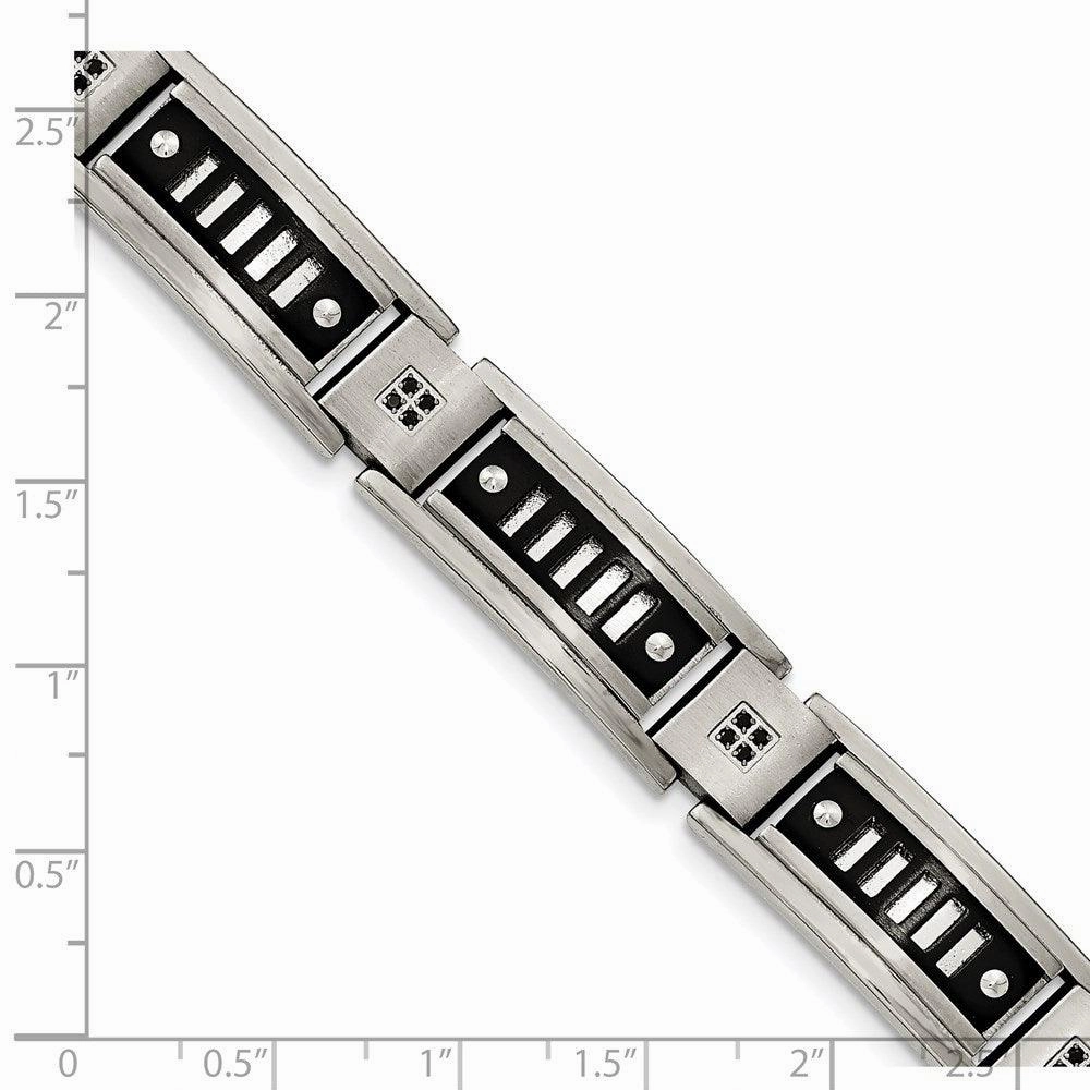Stainless Steel Polished Black IP-plated with Black CZ Bracelet