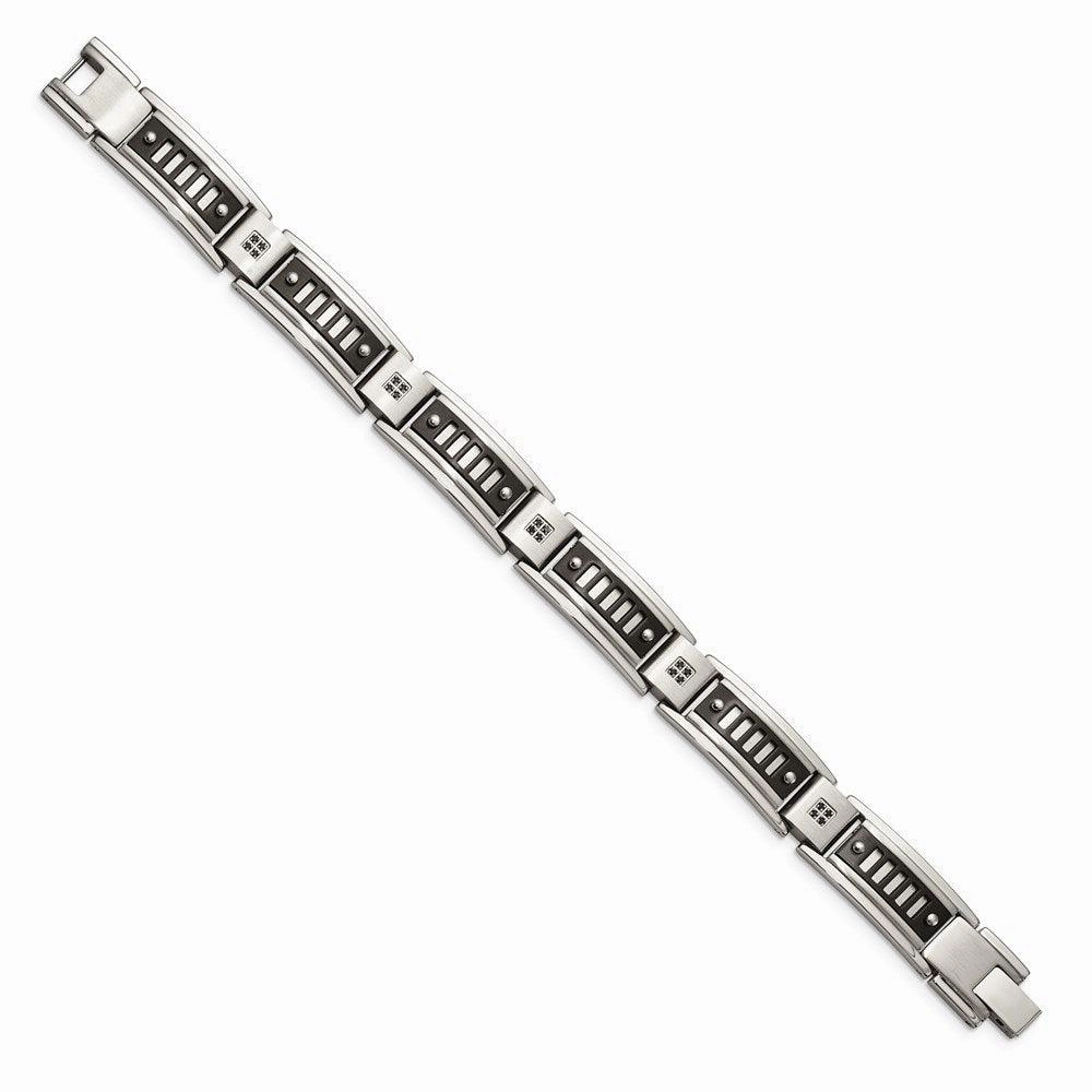 Stainless Steel Polished Black IP-plated with Black CZ Bracelet