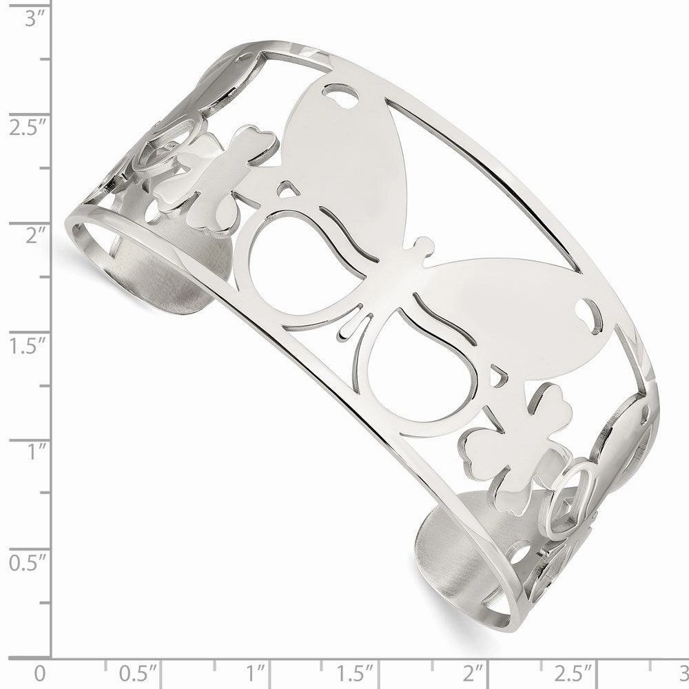 Stainless Steel Polished Butterfly Cuff Bangle