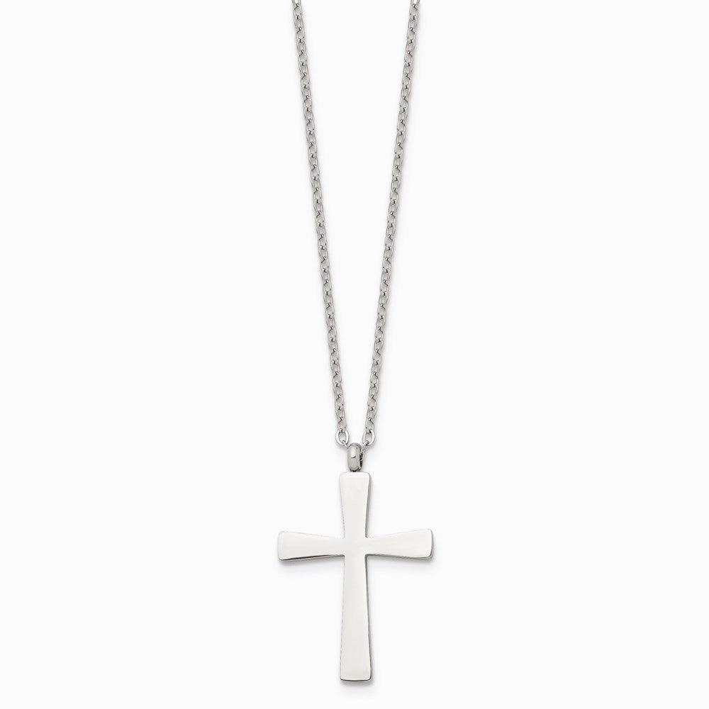 Stainless Steel Polished Cross 18in Necklace