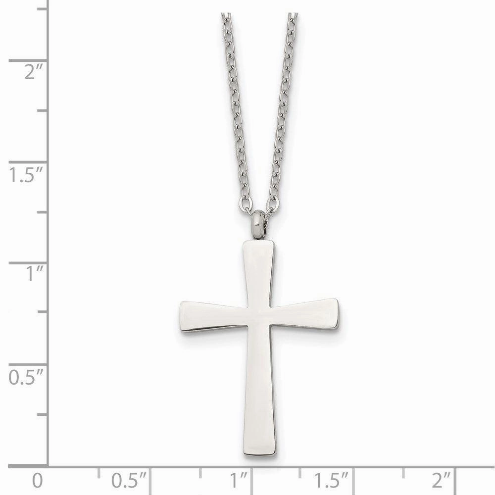 Stainless Steel Polished Cross 18in Necklace