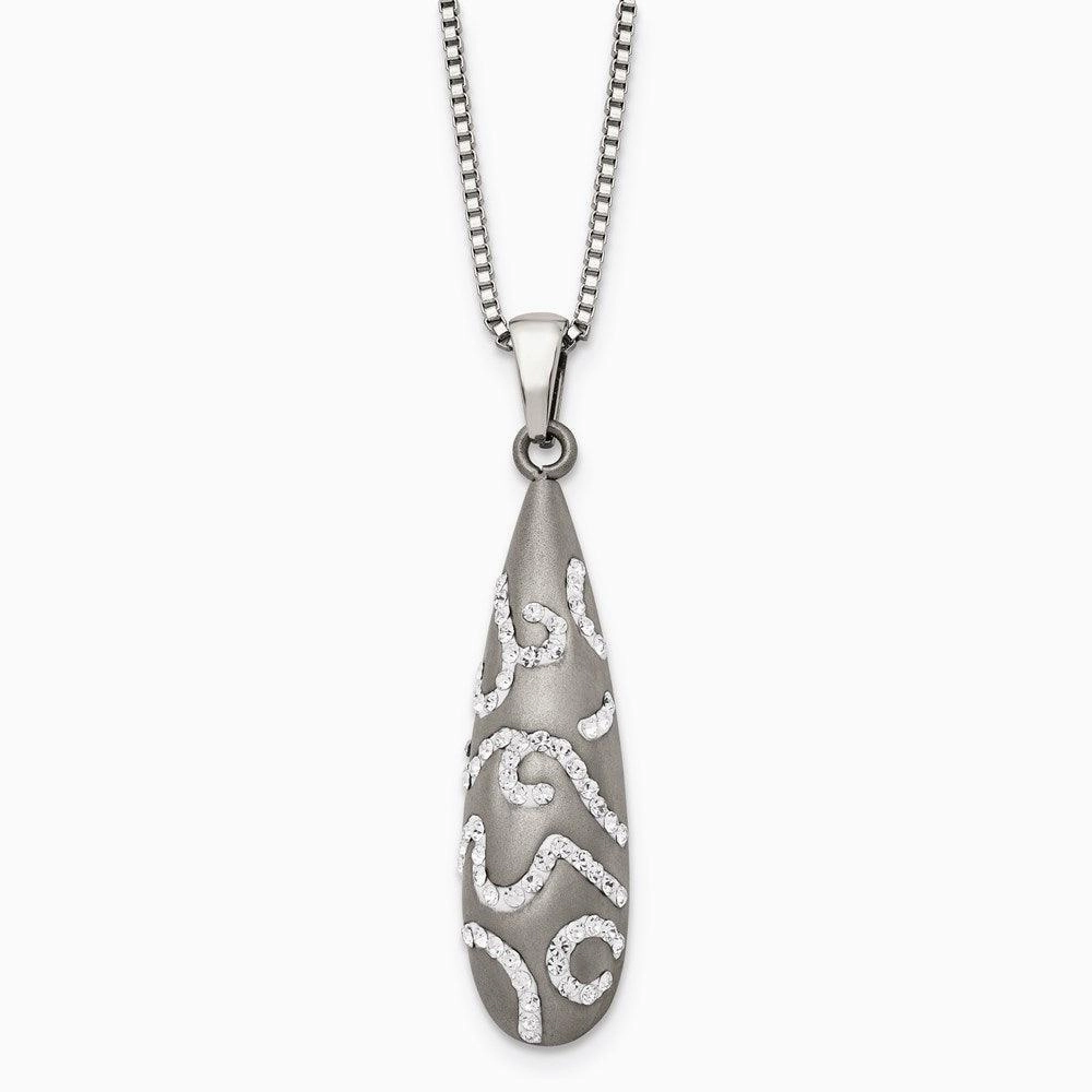 Stainless Steel Polished Crystal Pendant Necklace