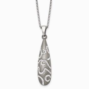 Stainless Steel Polished Crystal Pendant Necklace