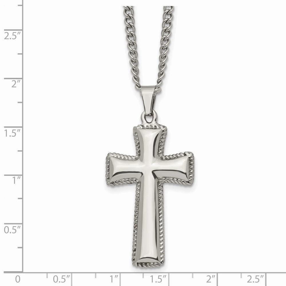 Stainless Steel Polished Cushion Cross Necklace