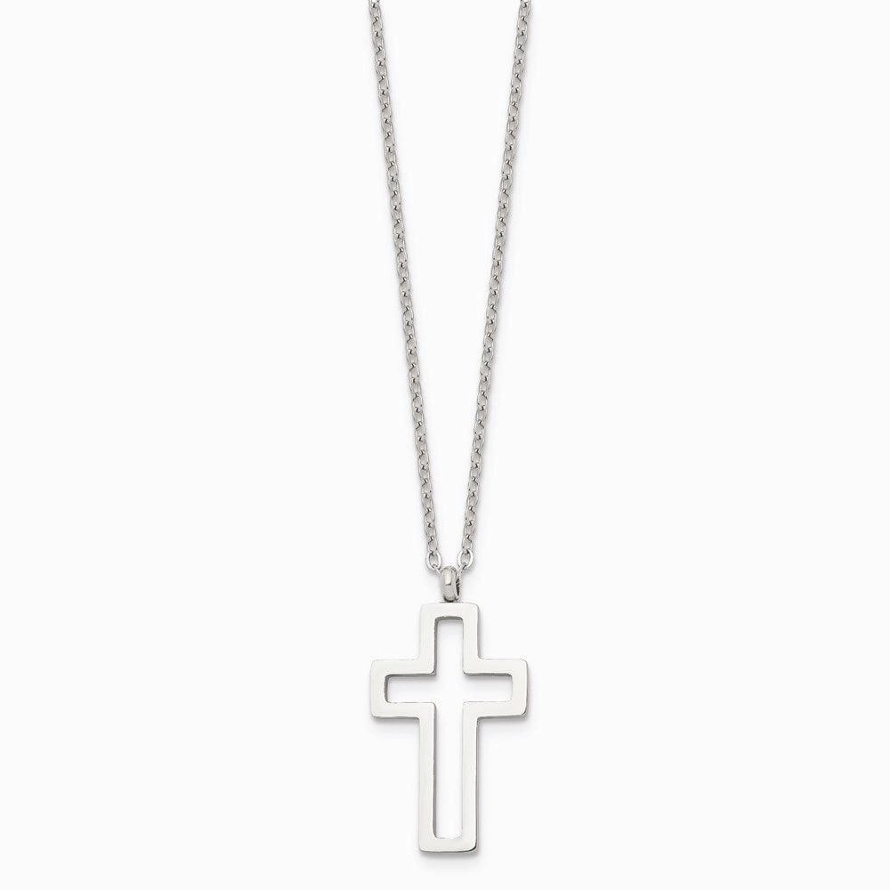 Stainless Steel Polished Cut-out Cross Necklace