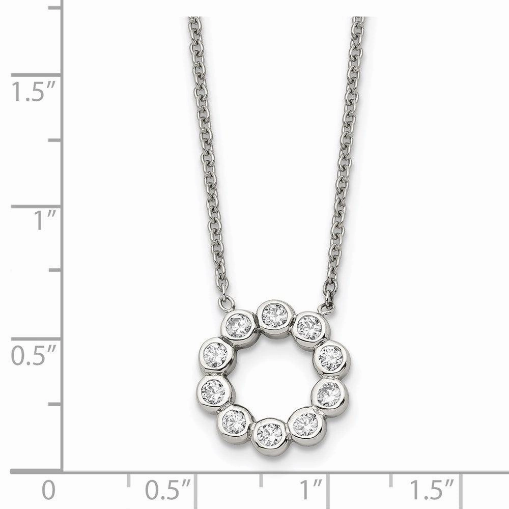 Stainless Steel Polished CZ Necklace