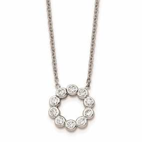 Stainless Steel Polished CZ Necklace