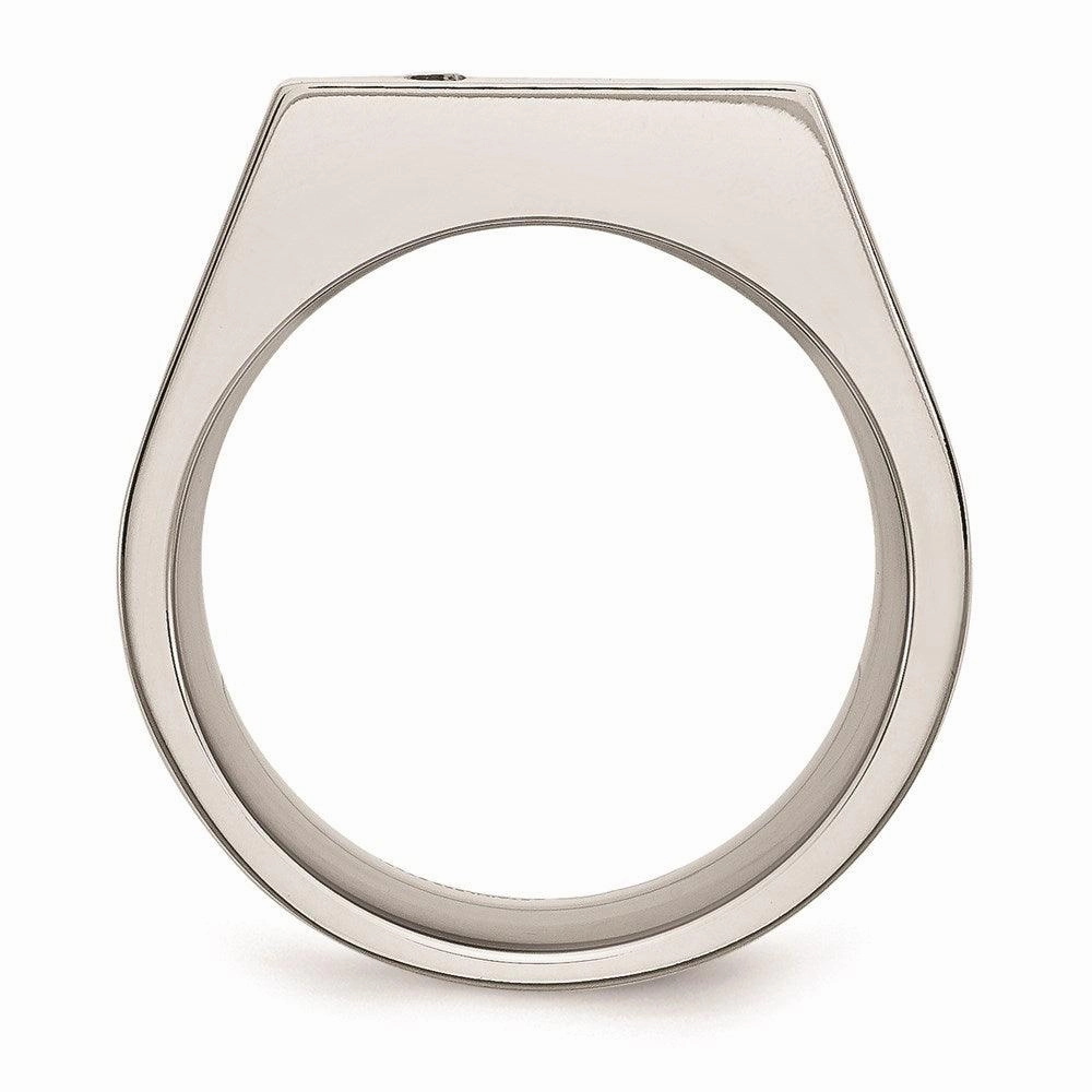 Stainless Steel Polished CZ Signet Ring