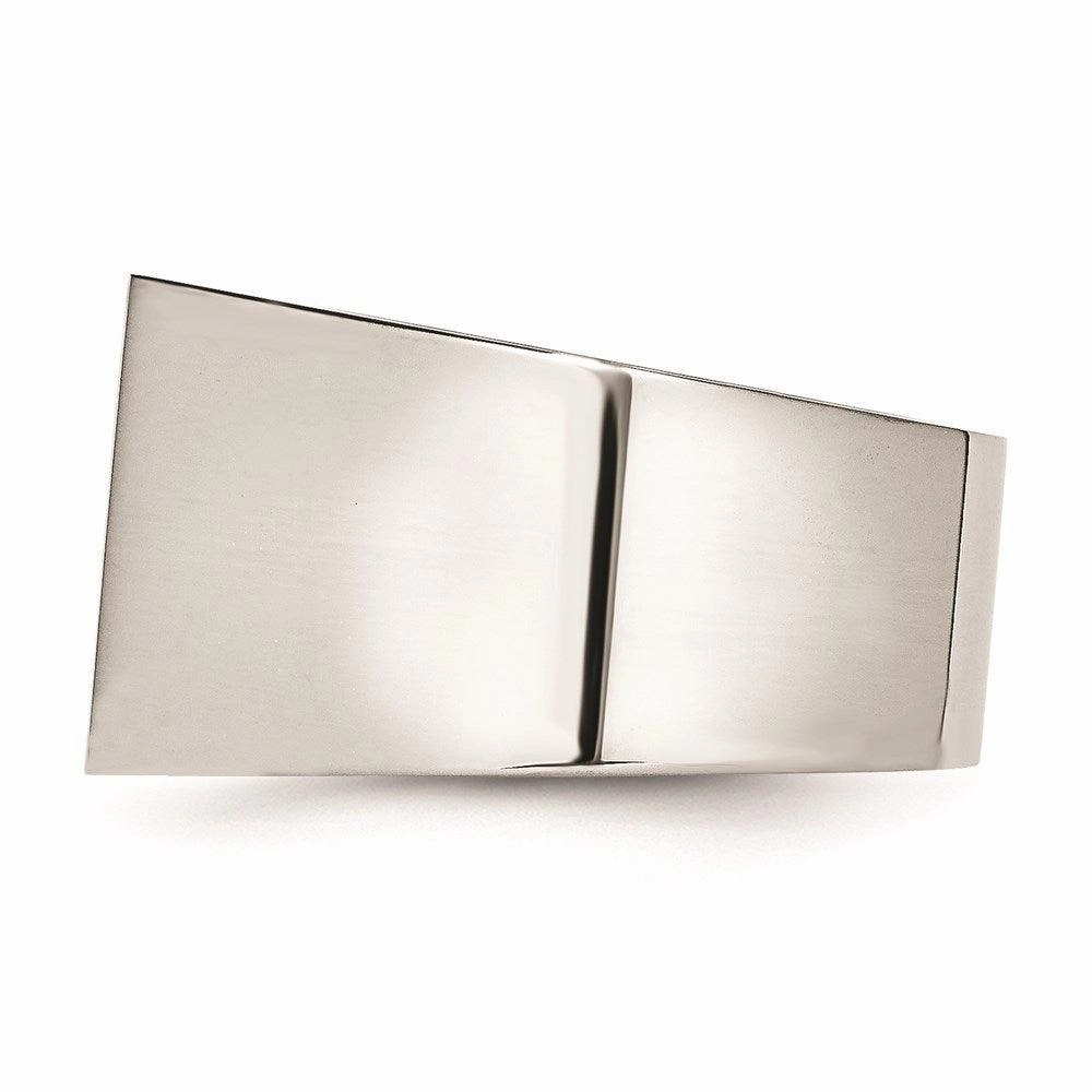 Stainless Steel Polished CZ Signet Ring