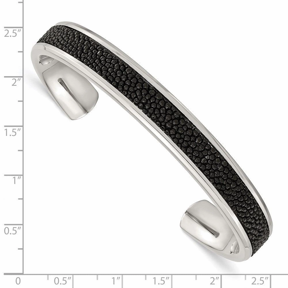 Stainless Steel Polished Genuine Stingray Bangle