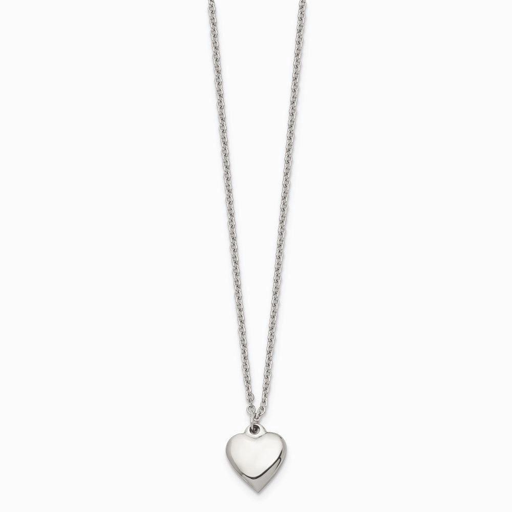 Stainless Steel Polished Heart w/1.50in. ext. Necklace