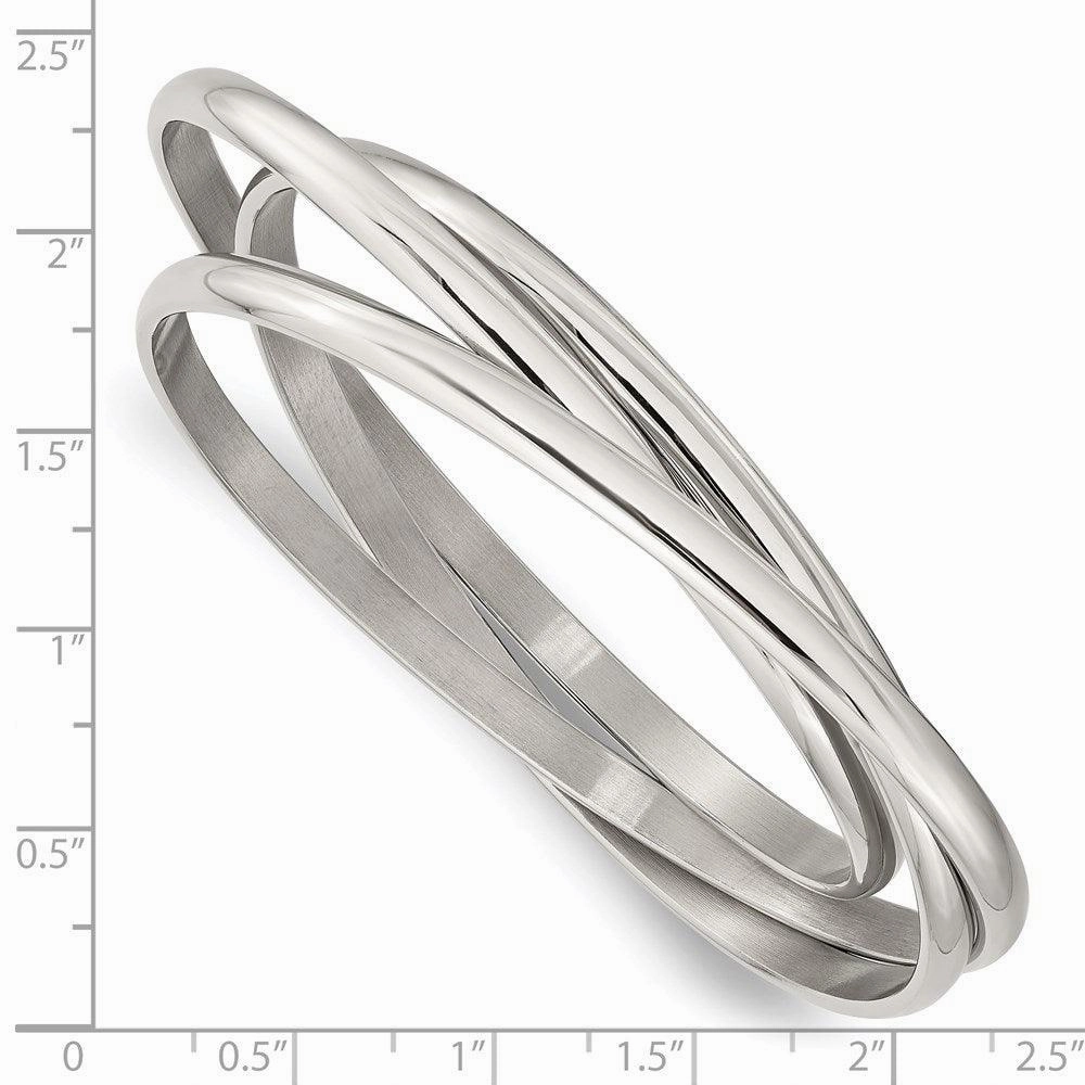 Stainless Steel Polished Intertwined Bangles