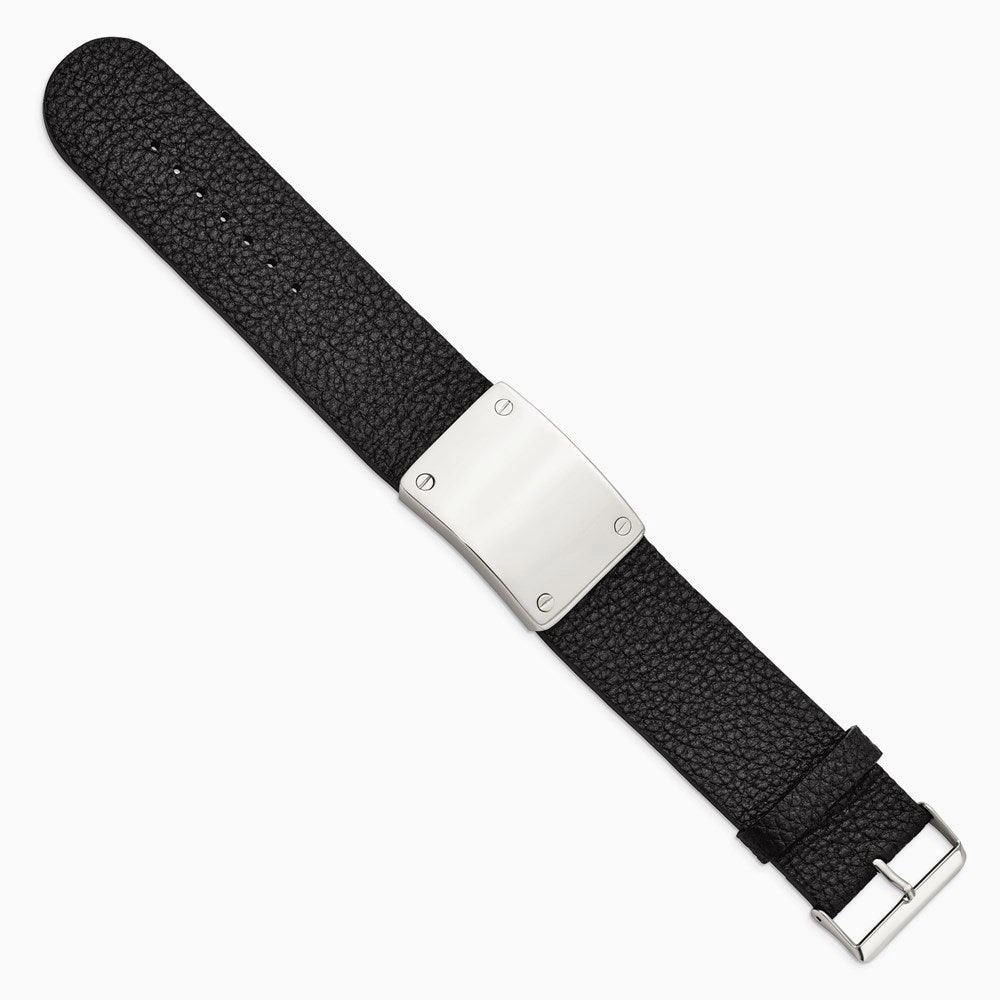Stainless Steel Polished Leather Bracelet