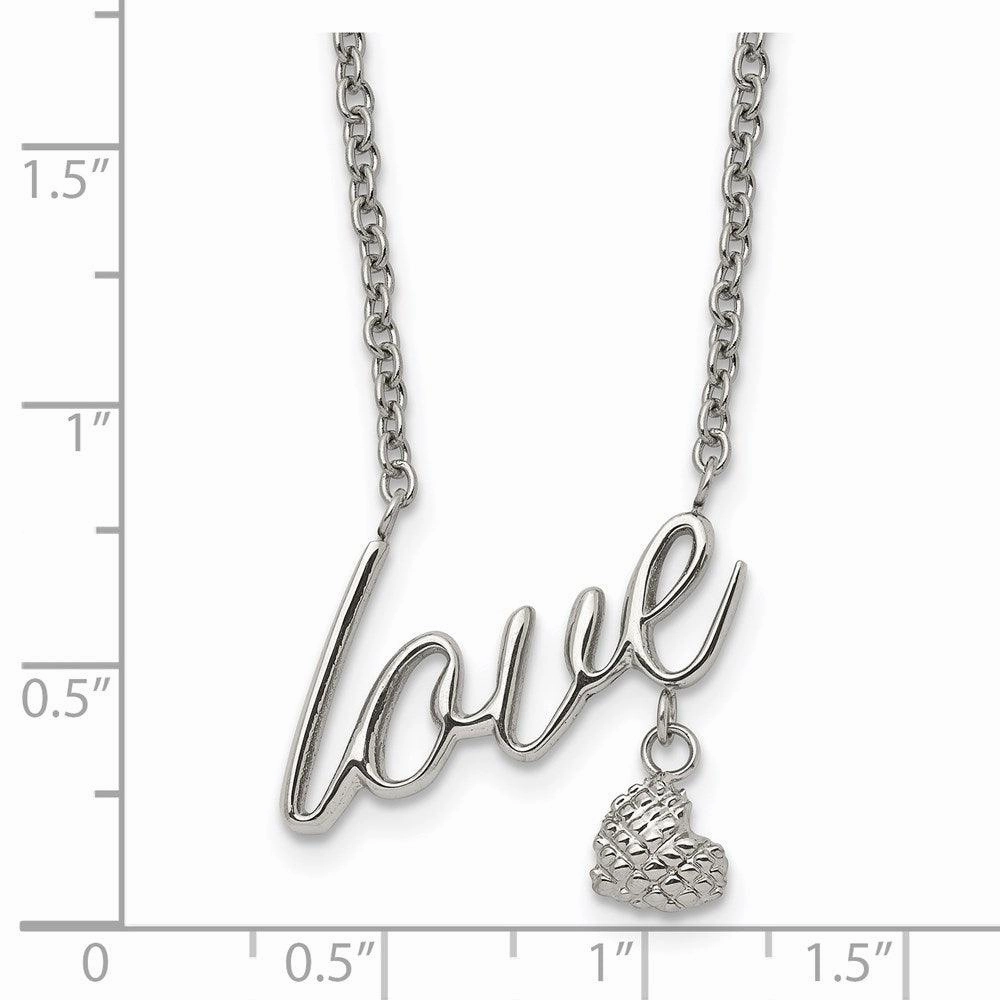 Stainless Steel Polished LOVE 16.5in w/4in. ext. Necklace