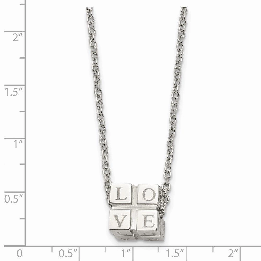 Stainless Steel Polished Love Box Necklace