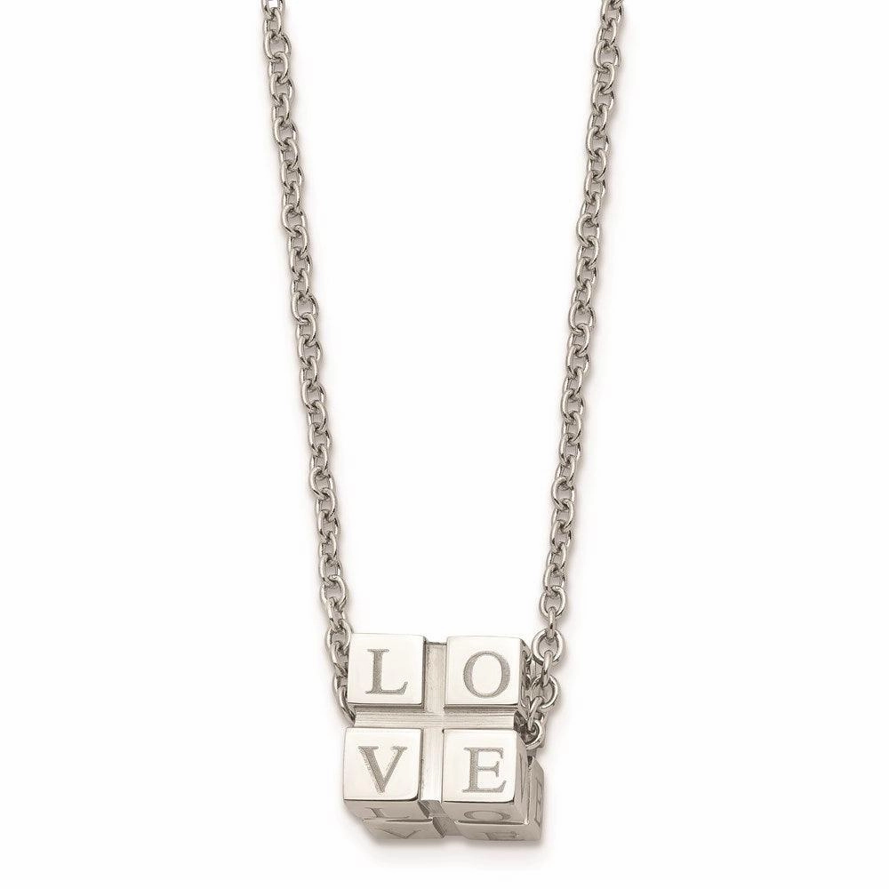 Stainless Steel Polished Love Box Necklace