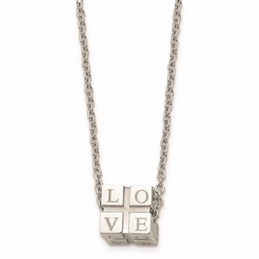 Stainless Steel Polished Love Box Necklace