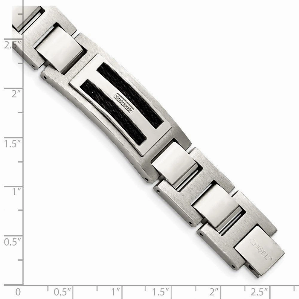 Stainless Steel Polished/Matte Black IP-plated 0.05ct tw. Diamond Bracelet