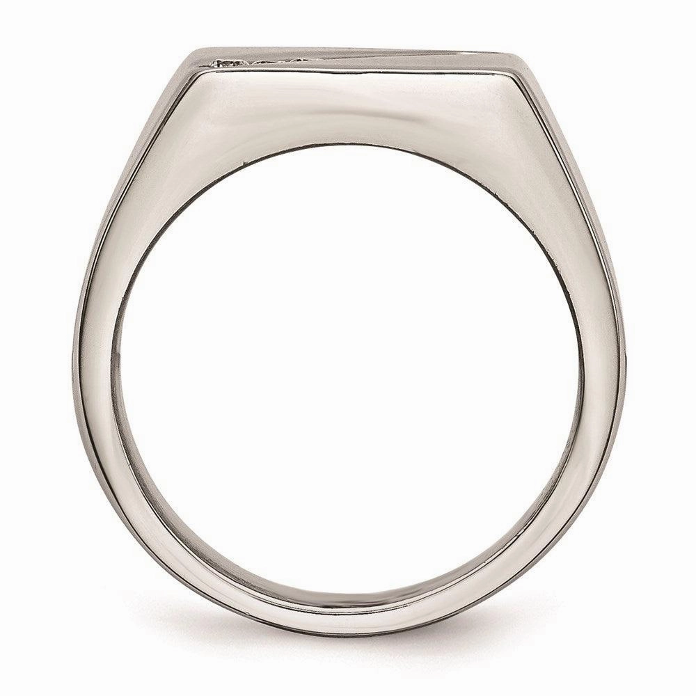 Stainless Steel Polished Men's CZ Ring