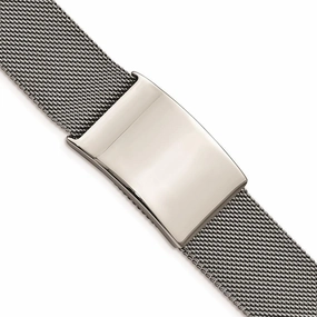 Stainless Steel Polished Mesh Adjustable ID Bracelet