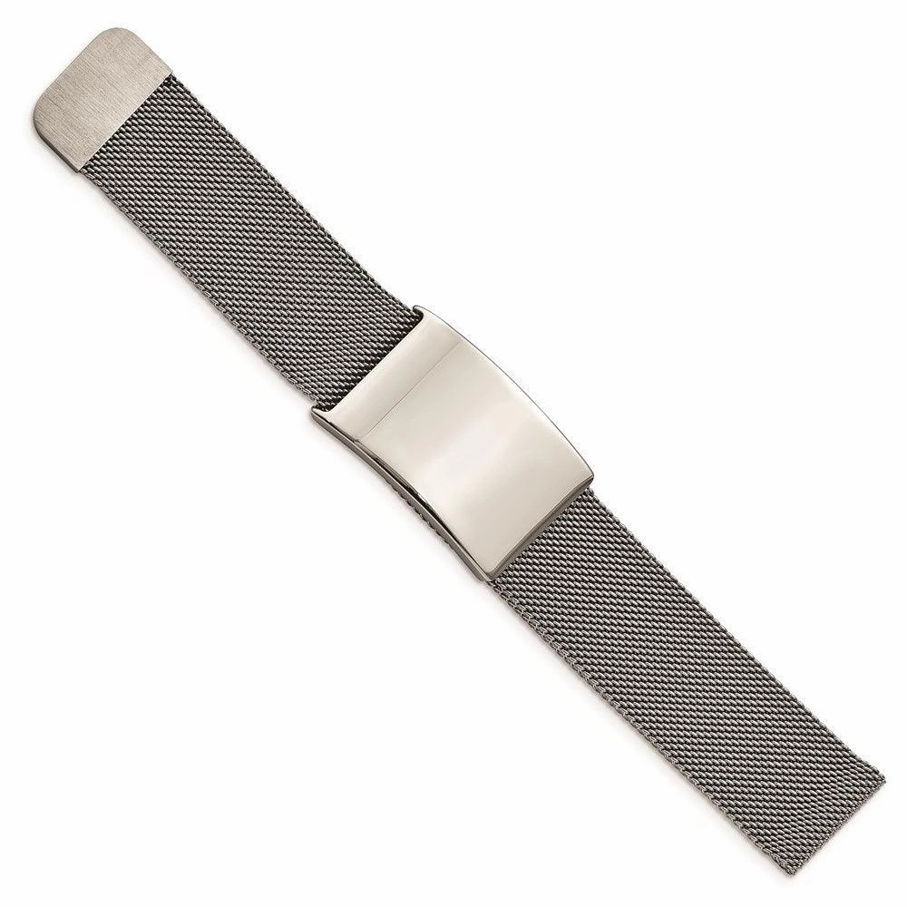 Stainless Steel Polished Mesh Adjustable ID Bracelet