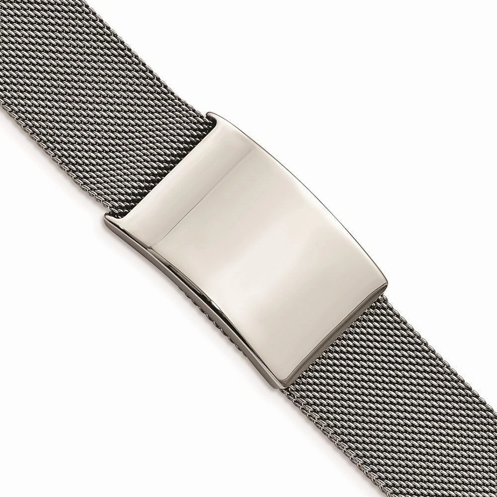 Stainless Steel Polished Mesh Adjustable ID Bracelet