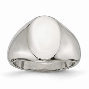 Stainless Steel Polished Oval Signet Ring