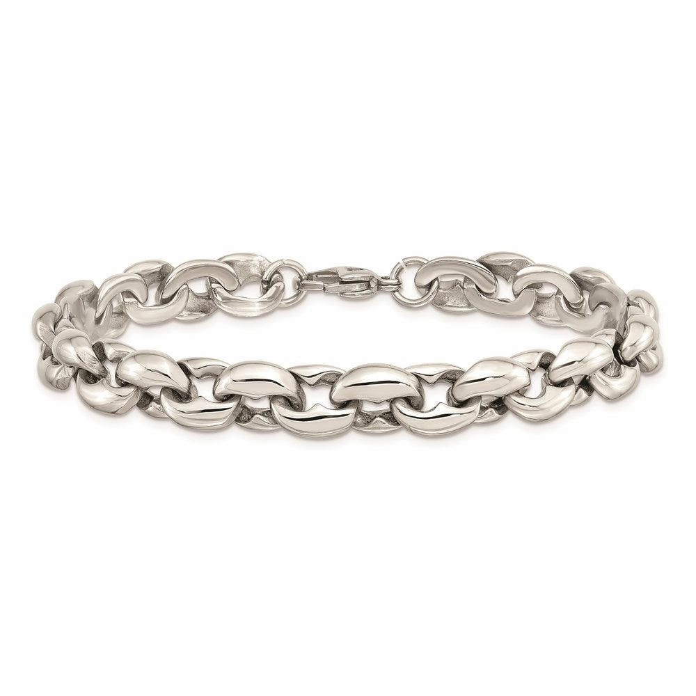 Stainless Steel Polished Ovals 8.25in Bracelet