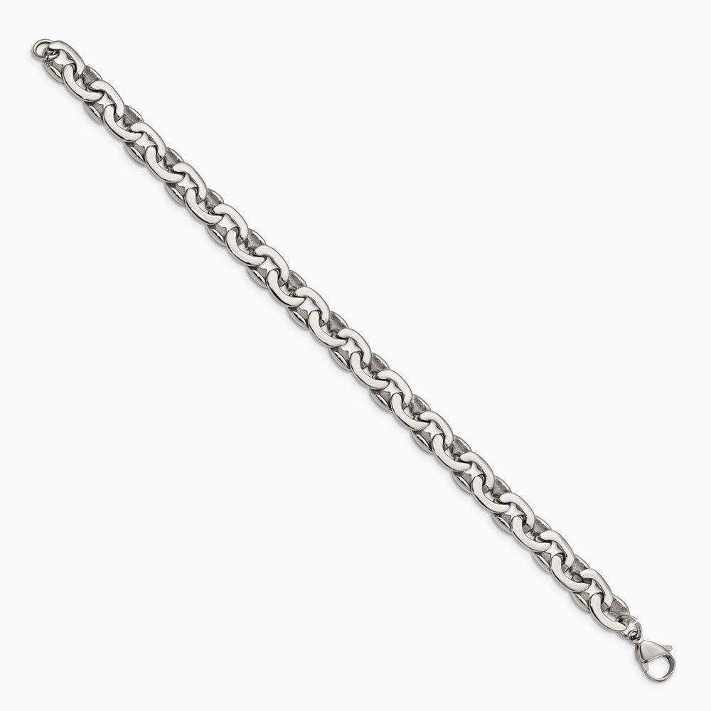 Stainless Steel Polished Ovals 8.25in Bracelet