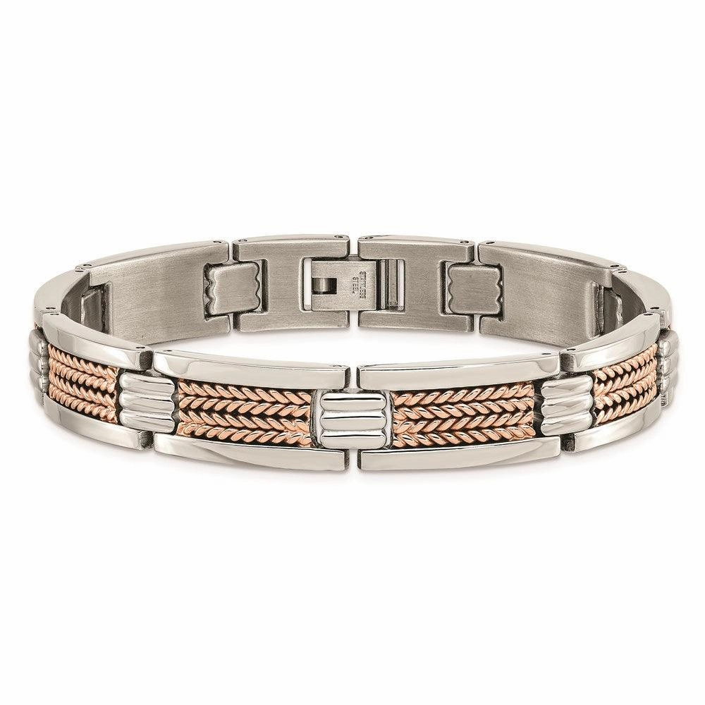 Stainless Steel Polished Rose IP-Plated Bracelet