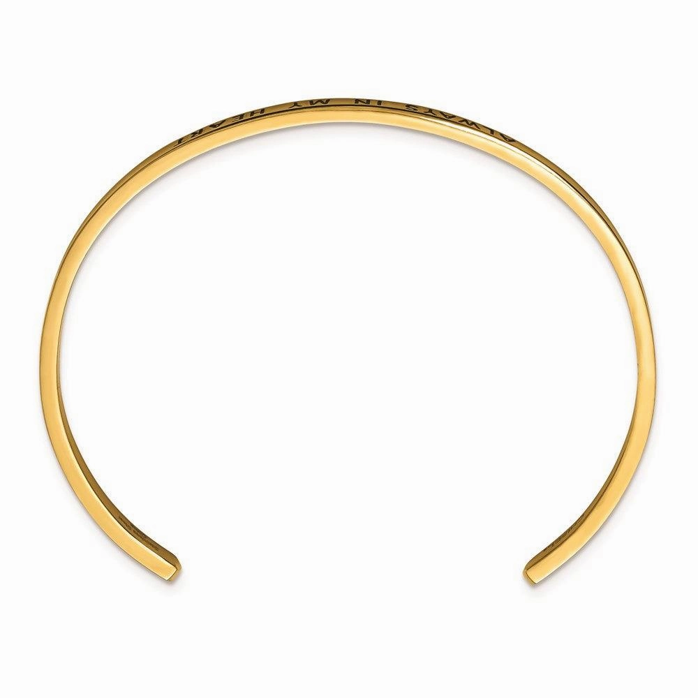 Stainless Steel Polished Rose IP w/Enamel/Crystal IN MY HEART Bangle