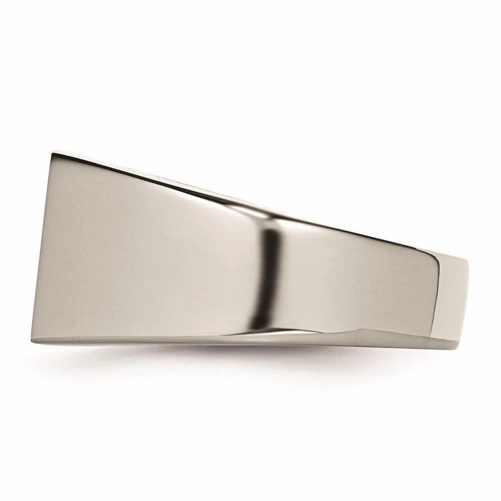 Stainless Steel Polished Signet Carbon Fiber Inlay Ring