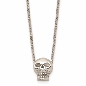 Stainless Steel Polished Skull Necklace