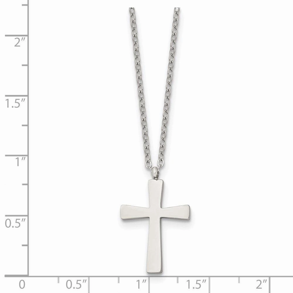 Stainless Steel Polished Small Cross 18in Necklace