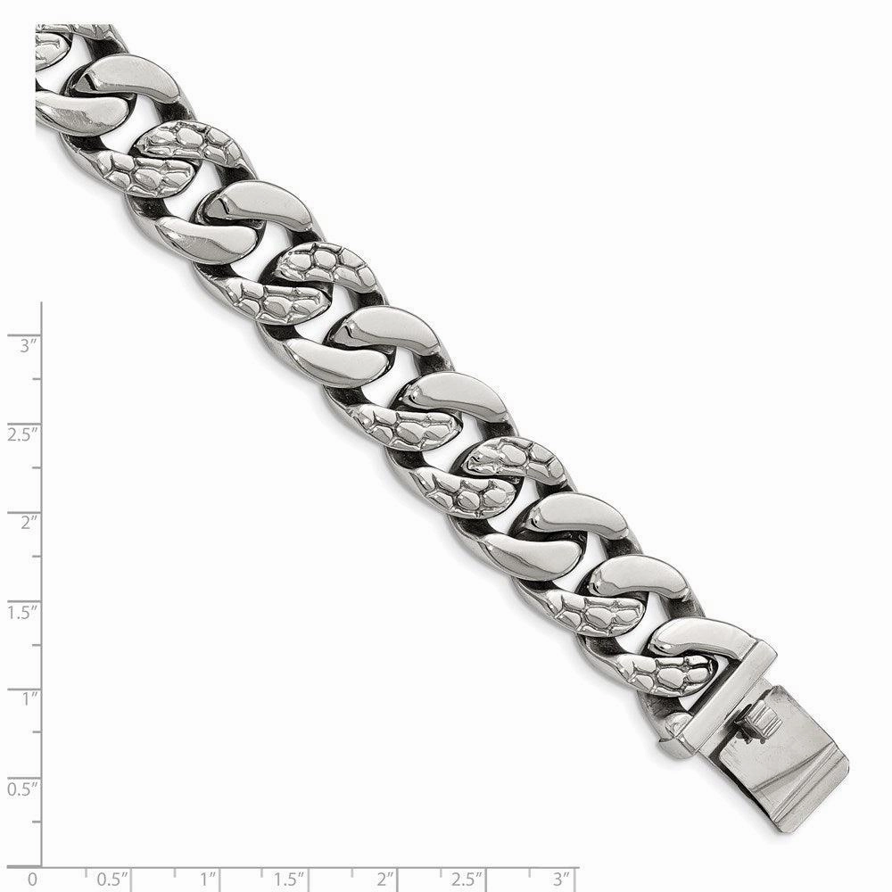Stainless Steel Polished Textured Link Bracelet