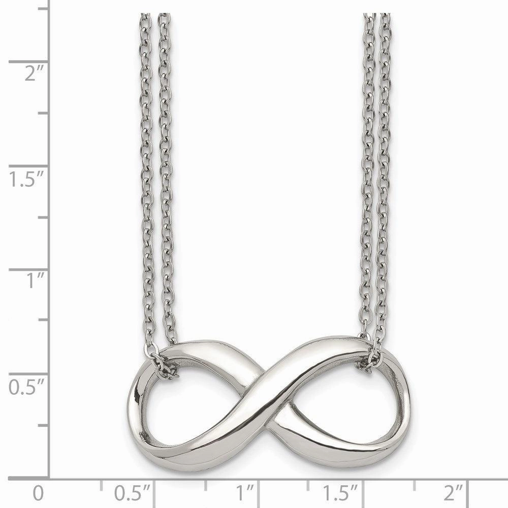 Stainless Steel Polished Two Strand Infinity Symbol Necklace