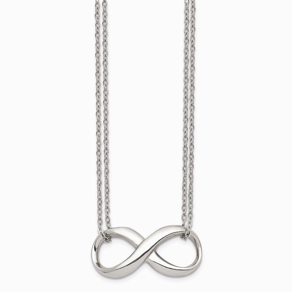 Stainless Steel Polished Two Strand Infinity Symbol Necklace