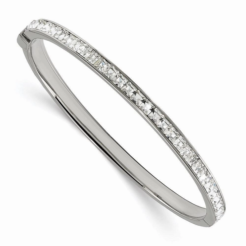 Stainless Steel Polished w/Preciosa Crystal Hinged Bangle