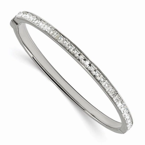 Stainless Steel Polished w/Preciosa Crystal Hinged Bangle
