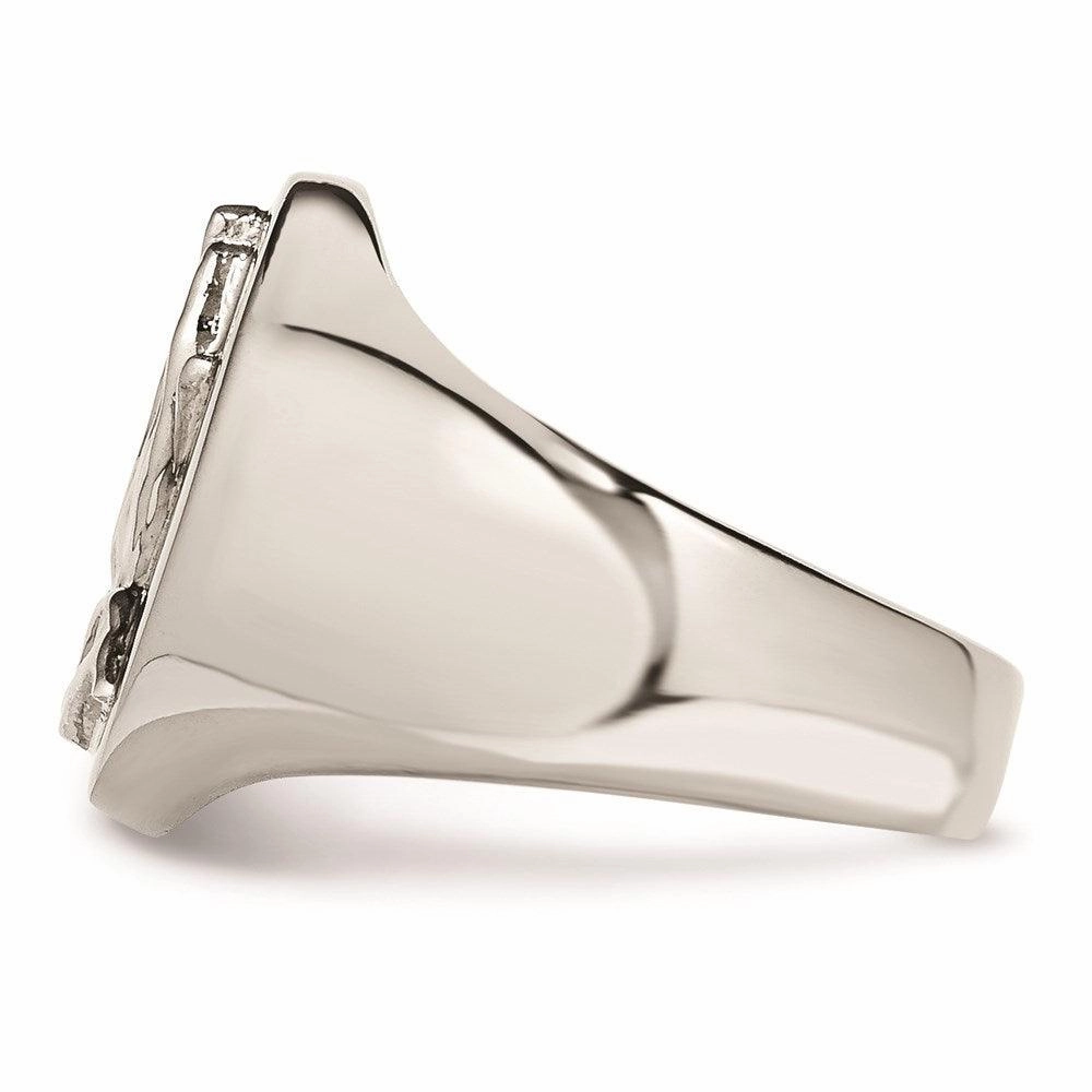 Stainless Steel Polished w/ Sterling Silver Praying Hands Ring