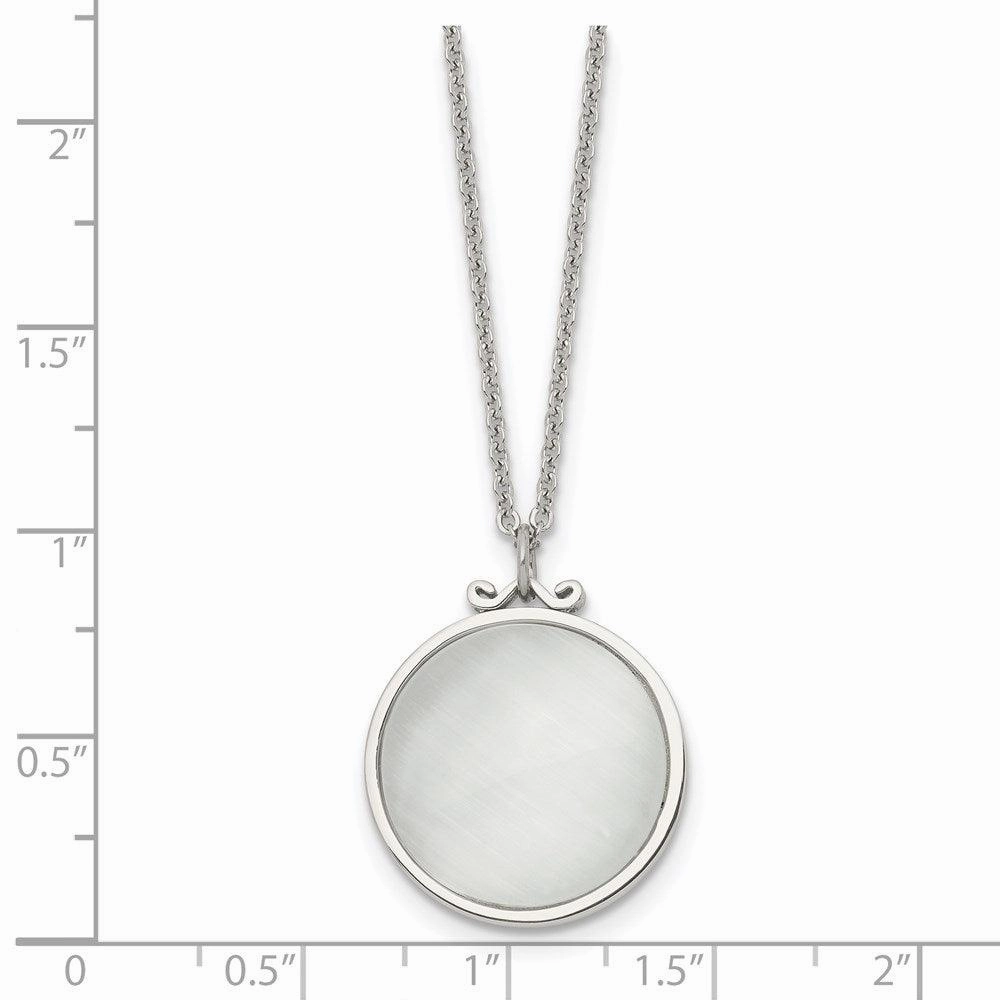 Stainless Steel Polished White Cat's Eye Round Necklace