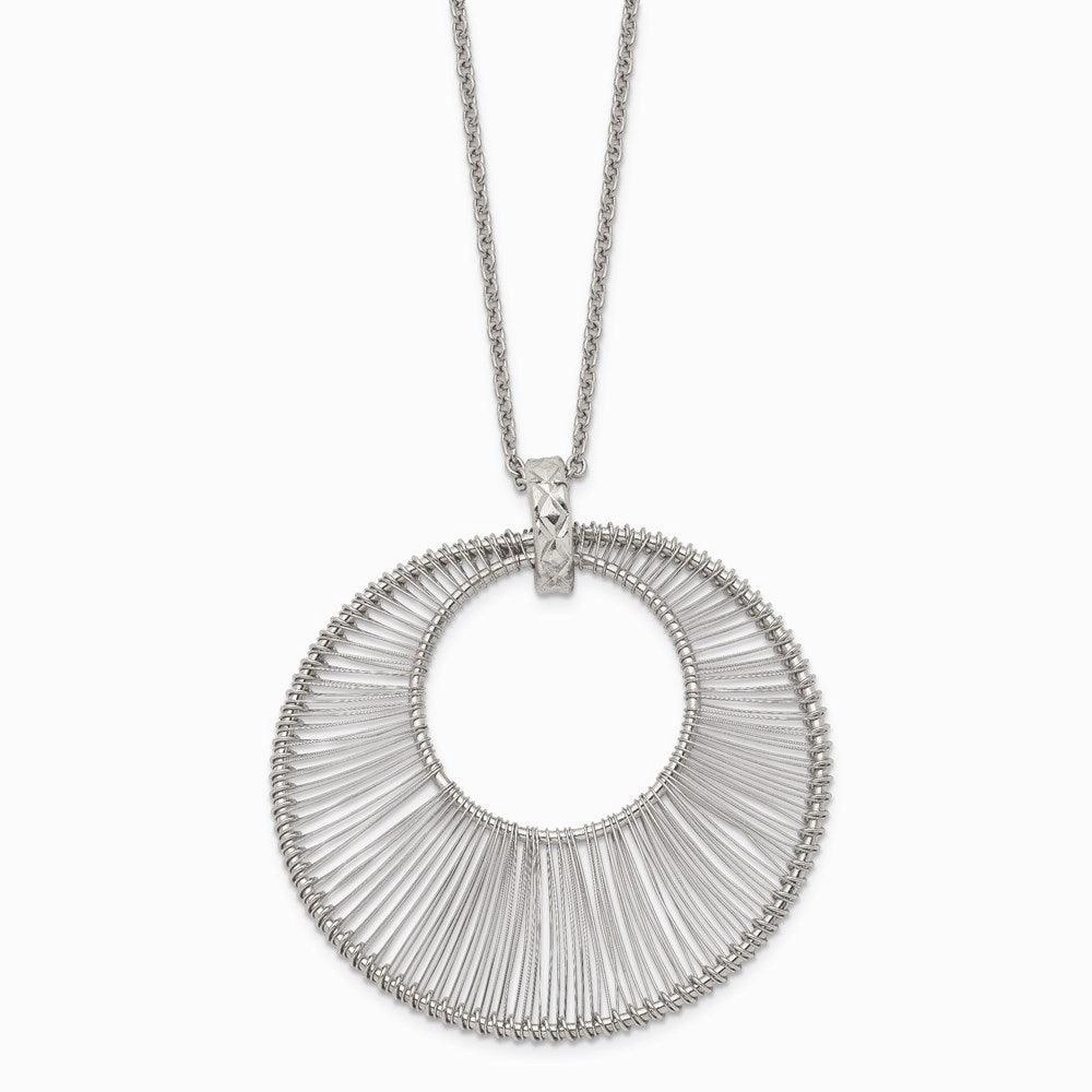 Stainless Steel Polished Wire Circle w/2in ext. Necklace