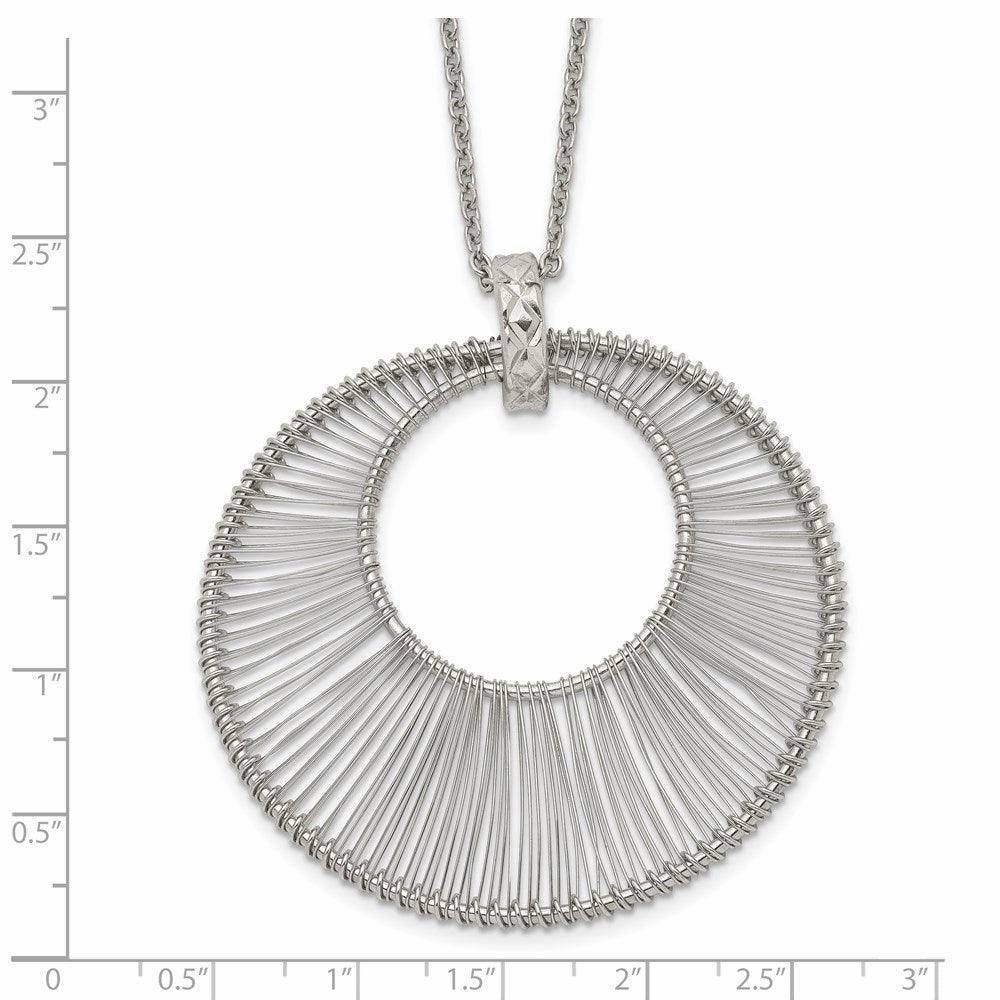 Stainless Steel Polished Wire Circle w/2in ext. Necklace