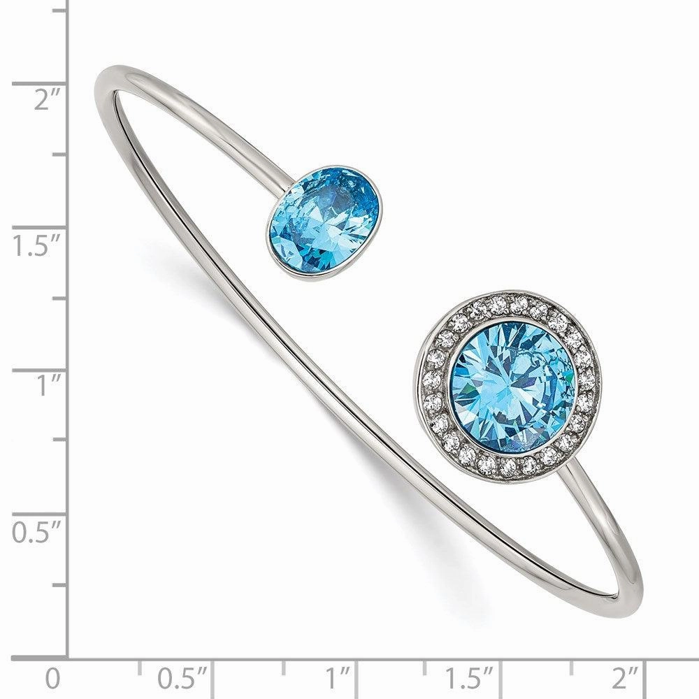 Stainless Steel Polished with Blue and Clear CZ Bangle