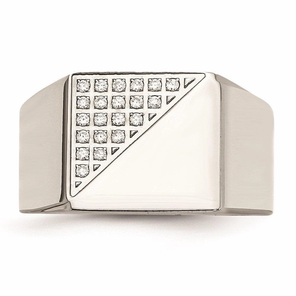Stainless Steel Polished with Crystals Ring