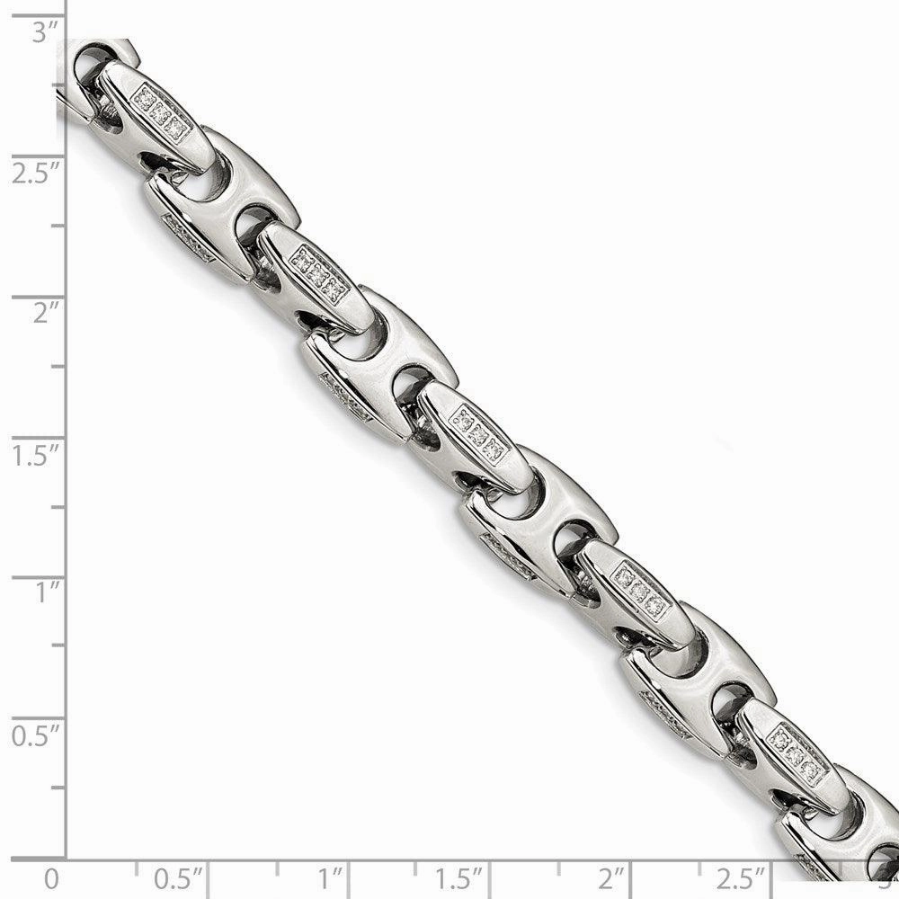 Stainless Steel Polished with CZ 8.5 inch Bracelet