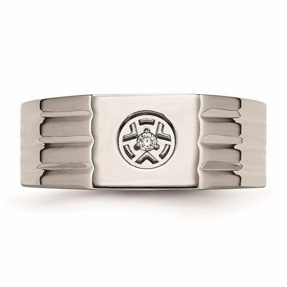 Stainless Steel Polished with CZ Ring
